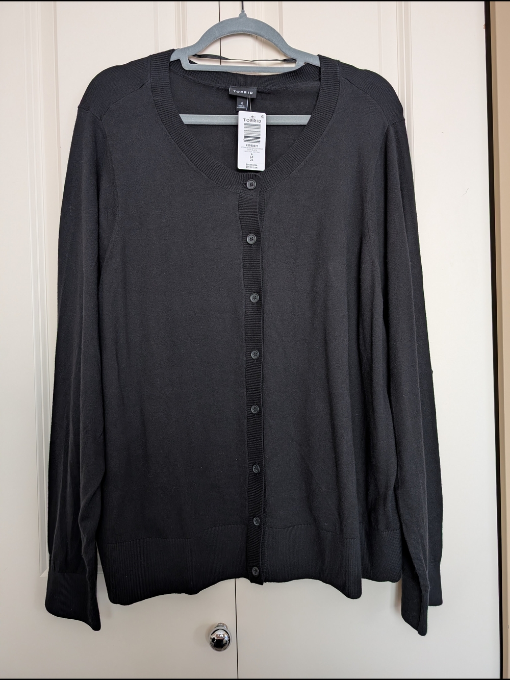 Torrid Black Ribbed Button Cardigan